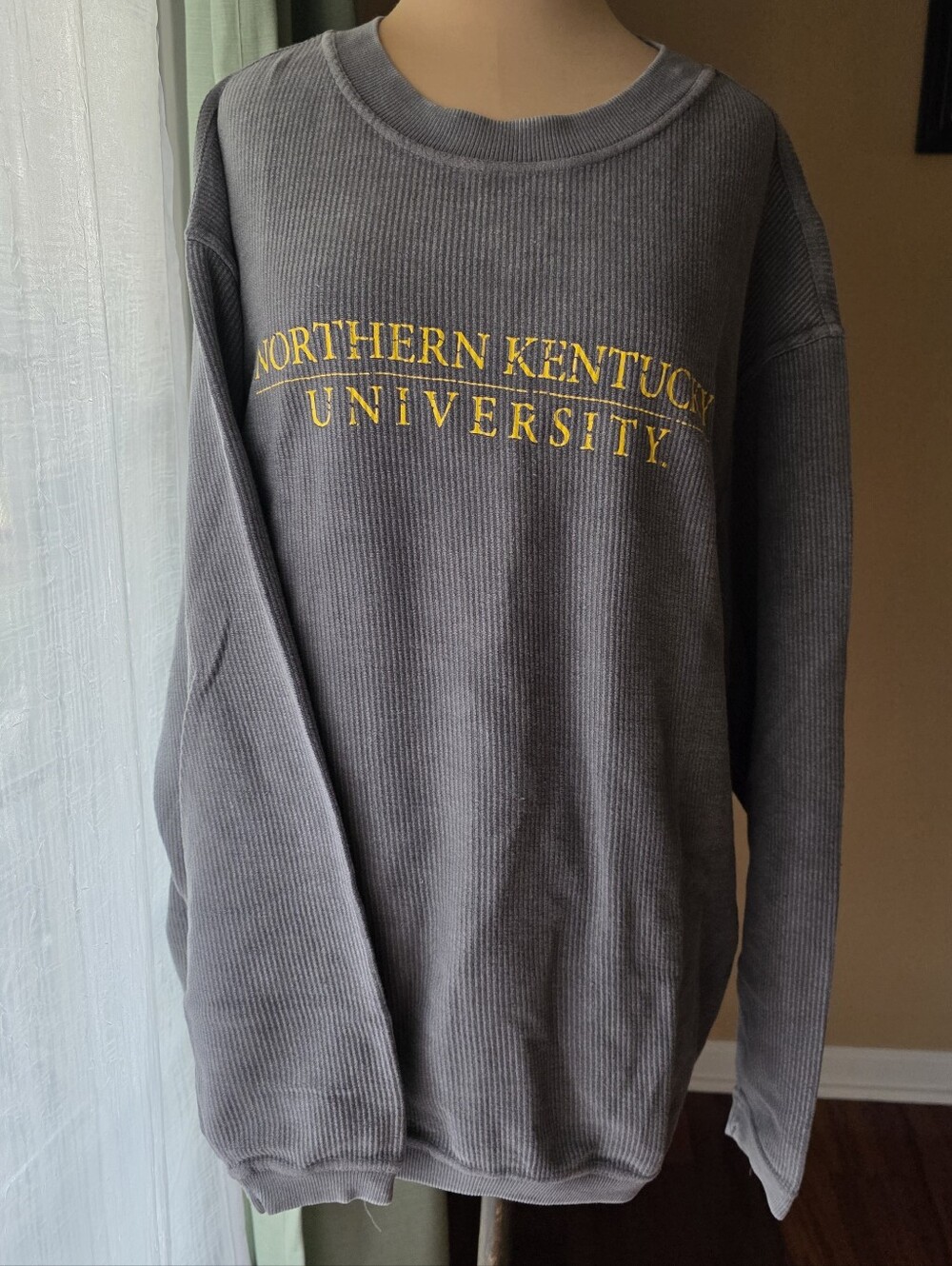 Northern Kentucky University NKU Gray Ribbed Sweatshirt 100% Cotton Oversized M